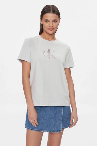 CK Jeans γυναικείο βαμβακερό T-shirt με μεταλλικό λογότυπο - J20J223264 Γκρι